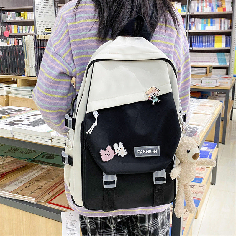 Wholesale 2023 Spliced Diagonal Label Nylon Backpack